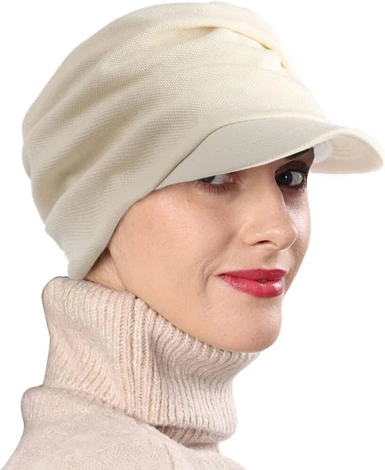 Women Newsboy Hats Cabbie Cap Chemo Headwear Cancer Hair Loss with Visor